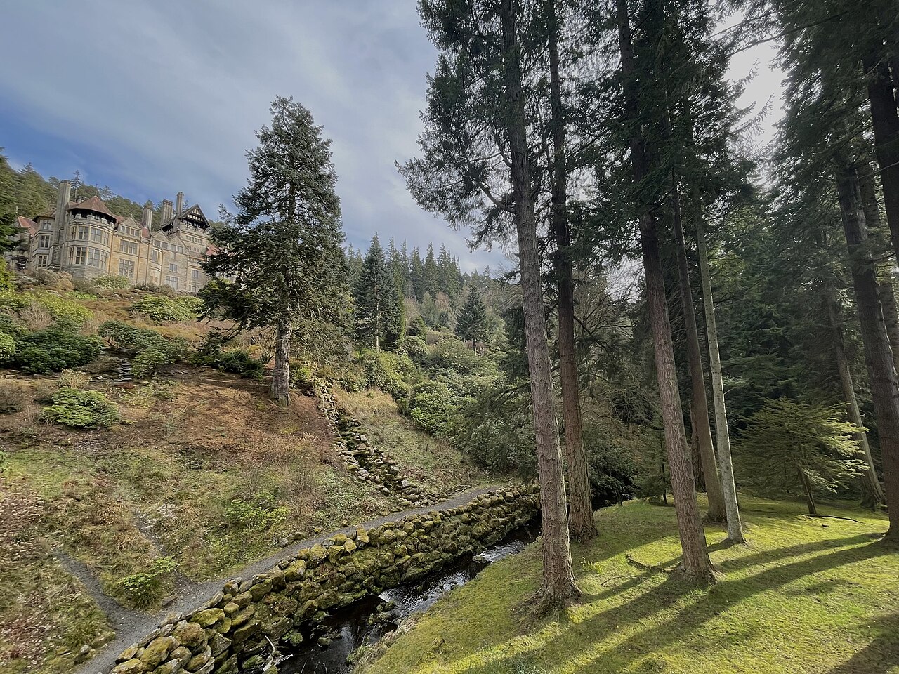 Cragside House with trees