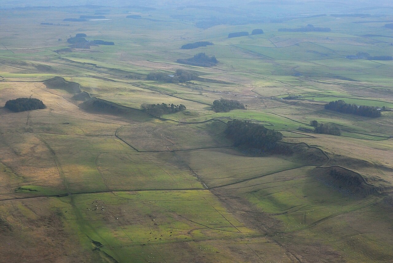 Hadrian's Wall and Housesteads Roman Fort aerial